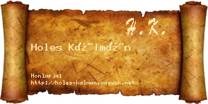 Holes Kálmán névjegykártya